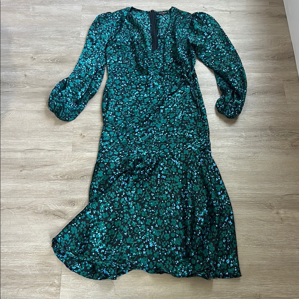 QED London Green Bishop Sleeve Sundress